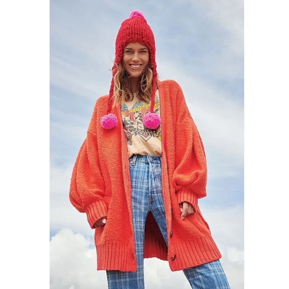 Free People / Snow Drop Long Cardigan Sweater in Saturn Combo